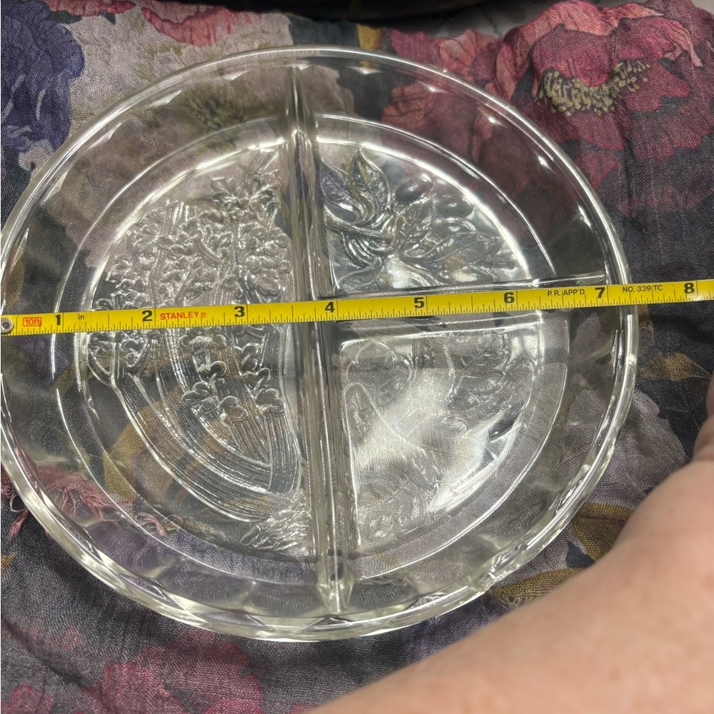 Crudités plate vintage glass plate